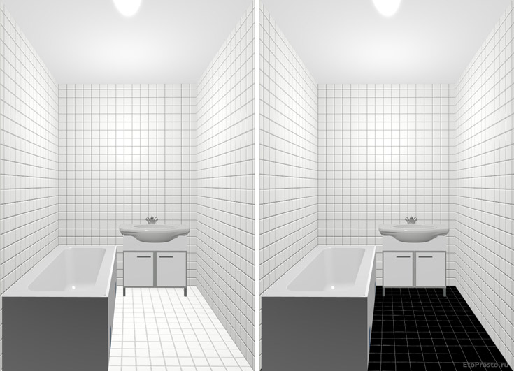 Що стосується любителів біло-чорних ванних кімнат ат, давайте подивимося, що буде, якщо підлога в нашій ванній стане не коричневим, а чорним